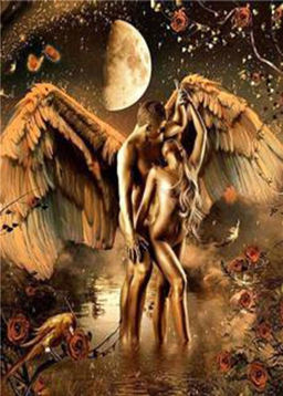 Алмазная мозаика без подрамника "Ангел и демон", 30х40 см