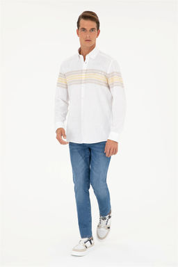 U. S. Polo Assn / Мужская рубашка цвета хаки с длинным рукавом - U.s. polo assn фото 4