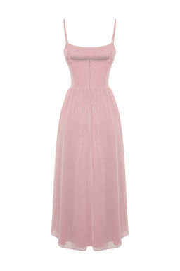 TRENDYOLMILLA Siyah A-Kesim Astarl? Korse Detayl? Dokuma Tul S?k Abiye Elbise TPRSS24EL00041