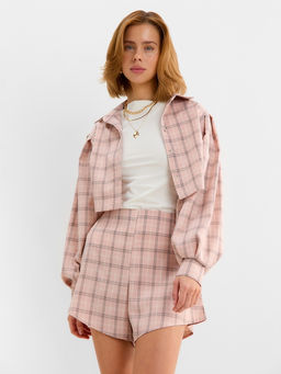 Костюм женский (блузка, шорты) MINAKU: Casual Collection, розовая клетка, размер 44