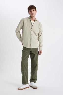 Рубашка из тенселя с длинным рукавом стандартного кроя - Defacto фото 2