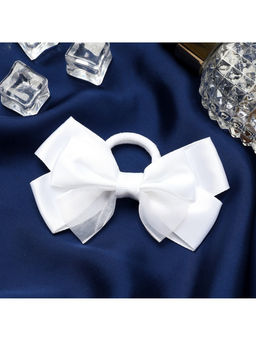 Цена за 6 шт. Бант для волос на резинке «Школьница», блеск галант, 8×4 см, белый