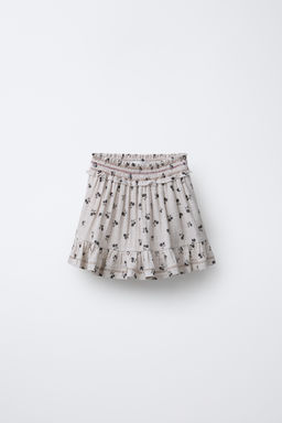 CHECK SKIRT WITH FLORAL PRINT