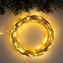 Гирлянда Нить 20 м роса, IP20, серебристая нить, 200 LED, свечение тёплое белое, 12 В