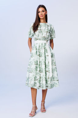 Платье Lars Style 1074 мятно-молочный принт