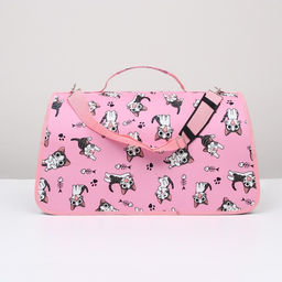 Сумка-переноска каркасная Играющие котики, размер S, 37,5 х 17 х 22 см, розовая - Пижон фото 5