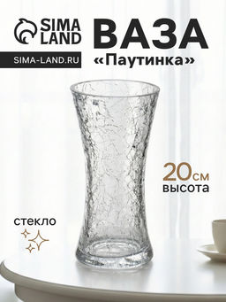 Ваза для цветов Паутинка, талия, 20?10 см, стекло, прозрачная