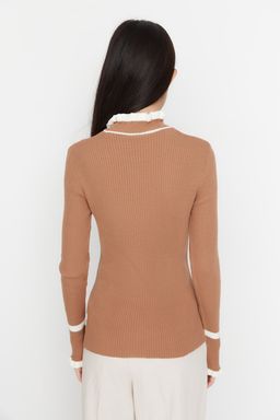 Tas Renk Bloklu Triko Kazak TWOAW22KZ1250 - Trendyolmilla фото 10