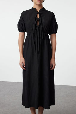 Siyah Fiyonk Detayl? Maxi Dokuma Elbise TWOSS24EL01130 - Trendyolmilla фото 4