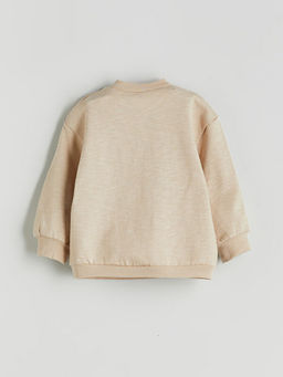 Bisiklet Yaka Bask?l? Erkek Bebek Sweatshirt