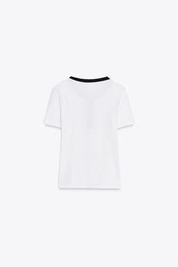 T-SHIRT WITH CONTRASTING TRIMS - Zara фото 6