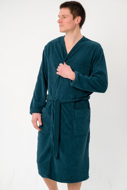 Халат мужской из махры Ренат изумруд макси