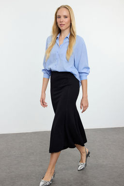 TRENDYOLMILLA Bordo Midi Esnek Orme Bal?k Etek TWOAW25ET00107  фото 2