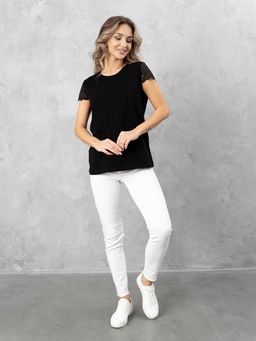Футболка с КРУЖЕВОМ хлопок 95%, лайкра 5%,черная - Binita фото 4