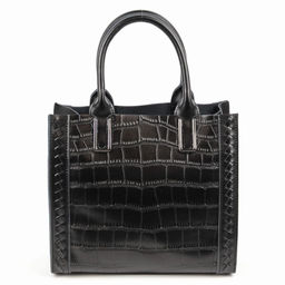 Женская кожаная сумка тоут под крокодила 1549-220 Блек - Cidirro фото 2