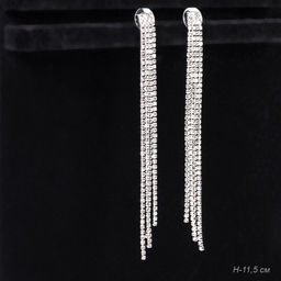 Серьги длинные со стразами 11,5 см / 181-6284 /уп 24/серебро - Галеонтрейд фото 4