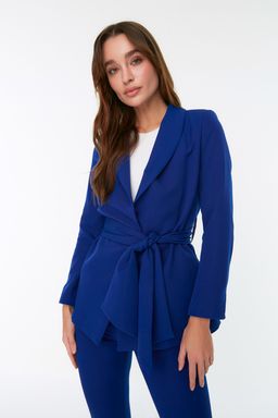 TRENDYOLMILLA Indigo Regular Baglamal? Dokuma Blazer Ceket TWOSS22CE0175  фото 5