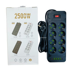 Сетевой фильтр удлинитель 8 розеток, 4 USB, 2 Type-C ,2 метра, выключатель,черный