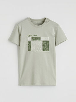 Bisiklet Yaka Bask?l? Erkek ?ocuk Ti??rt