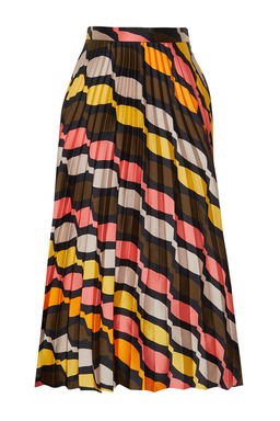 Cok Renkli Desenli Saten Kumas Pile Detayl? Midi Boy Dokuma Etek TWOSS24ET00245 - Trendyolmilla фото 7