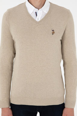 Мужской базовый свитер хаки меланжевого цвета Неожиданная скидка в корзине - U.s. polo assn фото 6