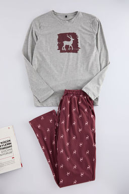 TRENDYOL MAN Lacivert Geyik Bask?l? Regular Fit Orme Pijama Tak?m? TMNAW25PT00040 - Trendyolmilla фото 4
