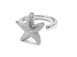 Кольцо Звезда морская серебристая