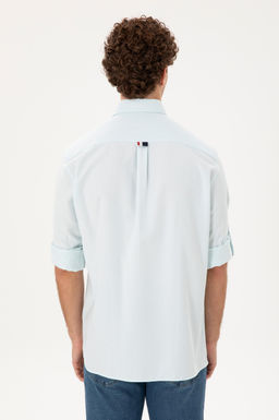 Мужская голубая рубашка с длинным рукавом - U.s. polo assn фото 5