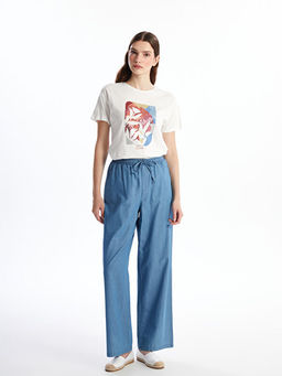 Beli Lastikli Wideleg Kad?n Jean Pantolon