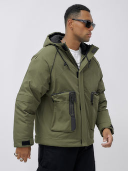 Куртка зимняя до - 20 бежевого цвета цвета хаки