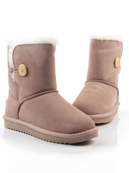 04-PAYH02-02Z BEIGE Угги женские (натуральная замша, 100% шерсть, натуральный мех)