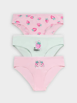 Трусы для девочек слипы мультипак (3 шт.) розовые с печатью