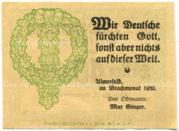 40 геллеров 1920 года Австрия Ульмерфельд-Хаусменинг (нотгельд)