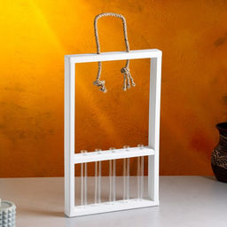 Подарочный ящик «Рамка», 26×4×40 см, деревянный, 5 колб, белый