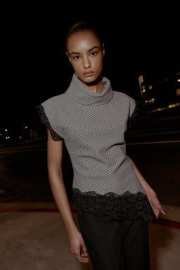 HOUNDSTOOTH LACE TOP - Zara фото 2