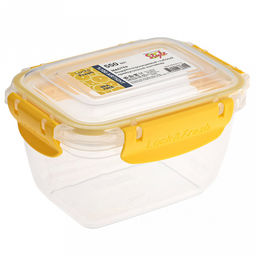 Контейнер для продуктов пластмассовый Мастер 0,55л, глубокий, прямоугольный, с клипсами, воздухонепроницаемый (герметичный), съемный силиконовый уплотнитель, подходит для СВЧ, цвета микс (Россия) - Домашняя мода фото 2