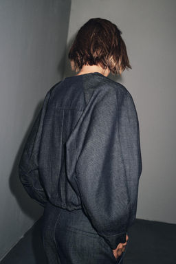 ZW COLLECTION PUFF DENIM BOMBER JACKET