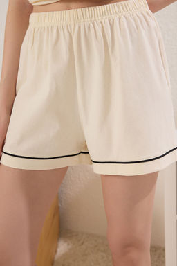 Trendyolmilla Lacivert Biyeli Kopek ve Slogan Nak?sl? Sortlu Orme Pijama Tak?m? THMSS25PT00371  фото 3