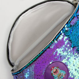 Сумка детская для девочки поясная Мопс, с пайетками, на молнии, сиреневая - NAZAMOK KIDS фото 4