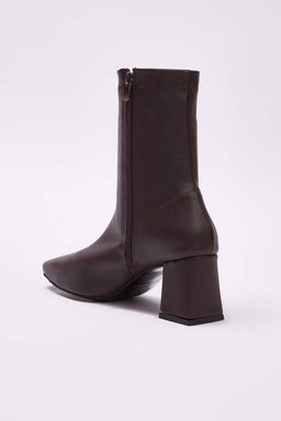 Kahverengi Strec Fermuarl? Kad?n Blok Topuklu Bot TAKAW26BO00002 - Trendyolmilla фото 4