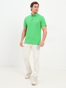 Джемпер мужской с воротником поло короткий рукав GREG G144-PO124T-CTP1083 (зелен.неон)