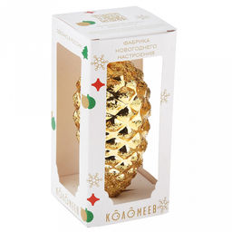 Елочная игрушка фигурка стеклянная Шишка большая 2 h12см, ручная художественная роспись, подарочная упаковка (Россия) - Домашняя мода фото 2