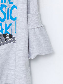 Bisiklet Yaka Bask?l? Erkek ?ocuk Sweatshirt