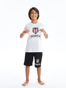 Bisiklet Yaka Be?ikta? Bask?l? Erkek ?ocuk Ti??rt ve ?ort