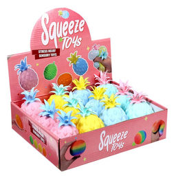 Цена за 12 шт. Антистресс игрушка - мялка «Ананас», с пастой, МИКС