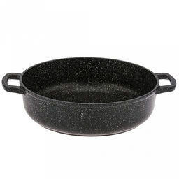 Жаровня с антипригарным покрытием 2,5л, д24см "Гранит Induction", h7см, s0,4см, литые ручки, стеклянная крышка с пароотводом, подарочная упаковка (Россия) Подходит для всех видов плит, включая индукционную.