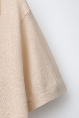 PLAIN LINEN AND COTTON POLO SHIRT