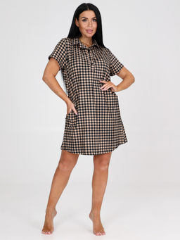 078-Т ЖЕНСКАЯ ТУНИКА (Клетка песочная) - А-дина фото 4