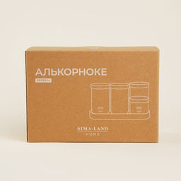 Банки для сыпучих SL Home Алькорноке, 2 банки 280 ми, 2 банки 650 мл, с пробковой крышкой, на подставке, стекло, прозрачные - Sima-land home фото 5