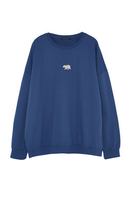 TRENDYOL MAN Siyah Buyuk Beden Oversize/Genis Kesim Hayvan Nak?s Ici Polar/S?cak Tutan Sweatshirt TMNAW24AO00011 - Trendyolmilla фото 7
